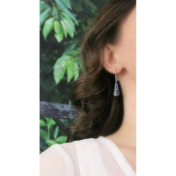 Sterling Silver Blue Sodalite Earrings Dangle Drop Earrings - Picture 3 of 7